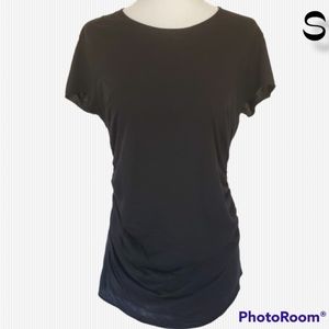 Beautiful People Maternity Rouched Black Blouse Shirt sz Small